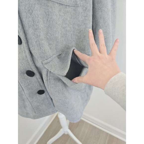 Sanctuary Fisher Grey Faux Fur Oversize Relaxed Cargo Car Coat Jacket Shacket M - Picture 5 of 11